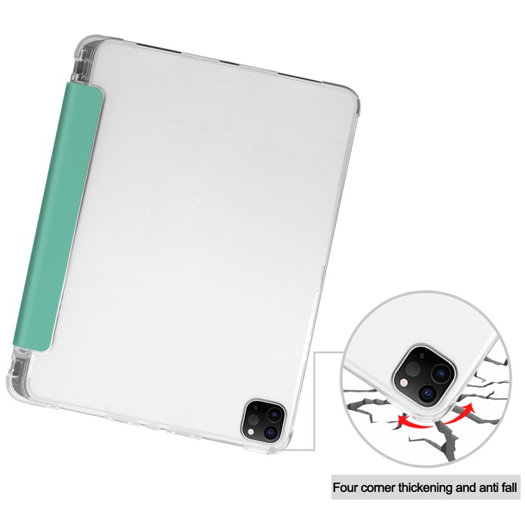 Tri-fold Stand Auto Wake/Sleep Leather Cover with Pen Slot for iPad Pro 11-inch (2020)/(2018) - Cyan-7