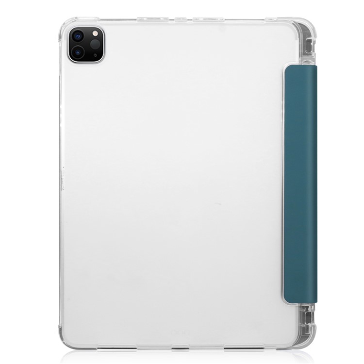 Tri-fold Stand Auto Wake/Sleep Leather Cover with Pen Slot for iPad Pro 11-inch (2020)/(2018) - Blackish Green-8