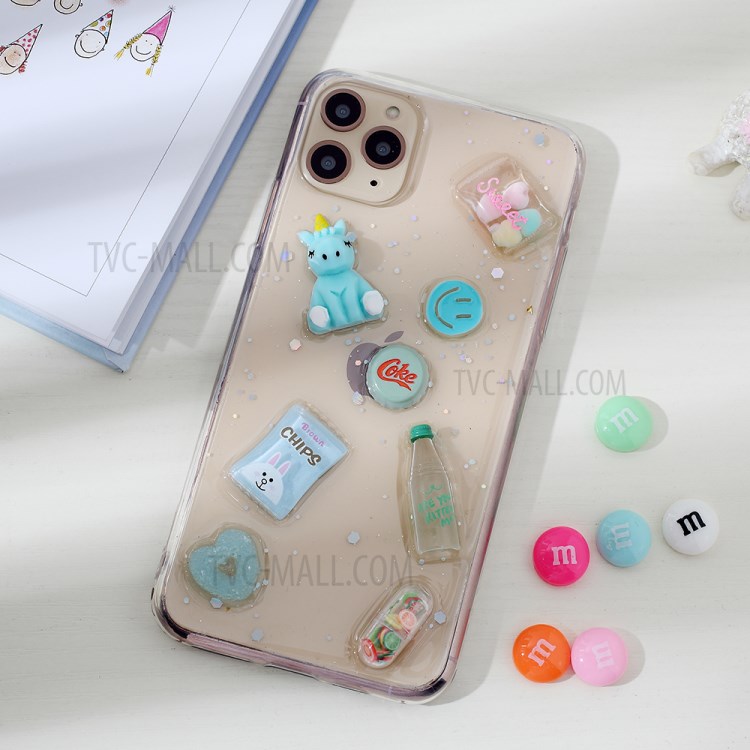 Clear 3D Decor Soft TPU Phone Case Cover for Apple iPhone 11 Pro Max 6.5 inch - Style D-1