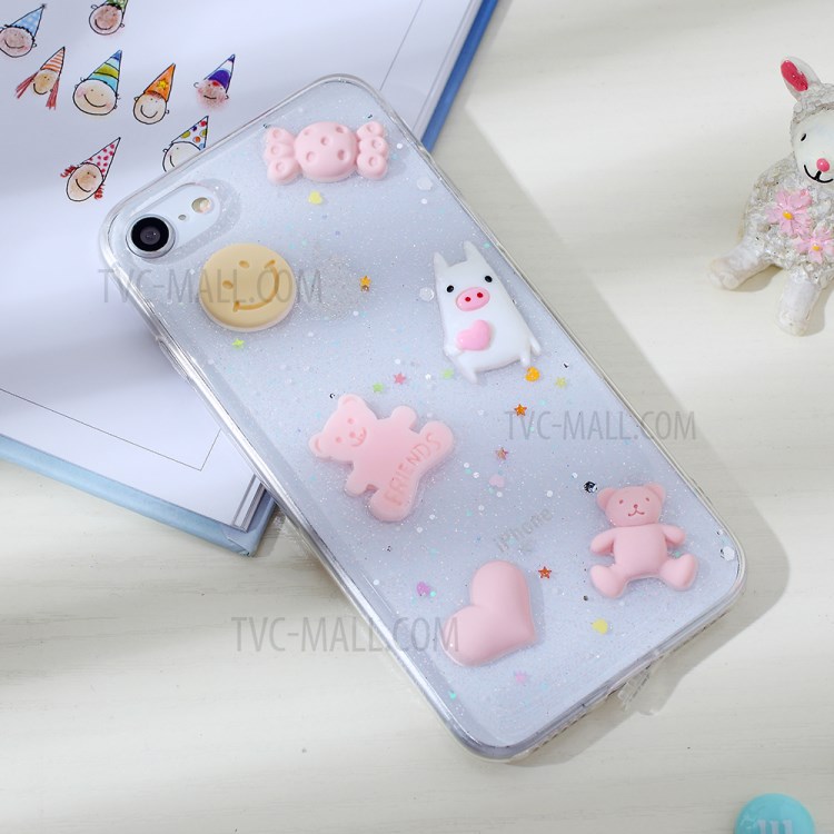 Clear 3D Decor Soft TPU Phone Cover Case for Apple iPhone 8/7/SE (2nd Generation) - Style A-2