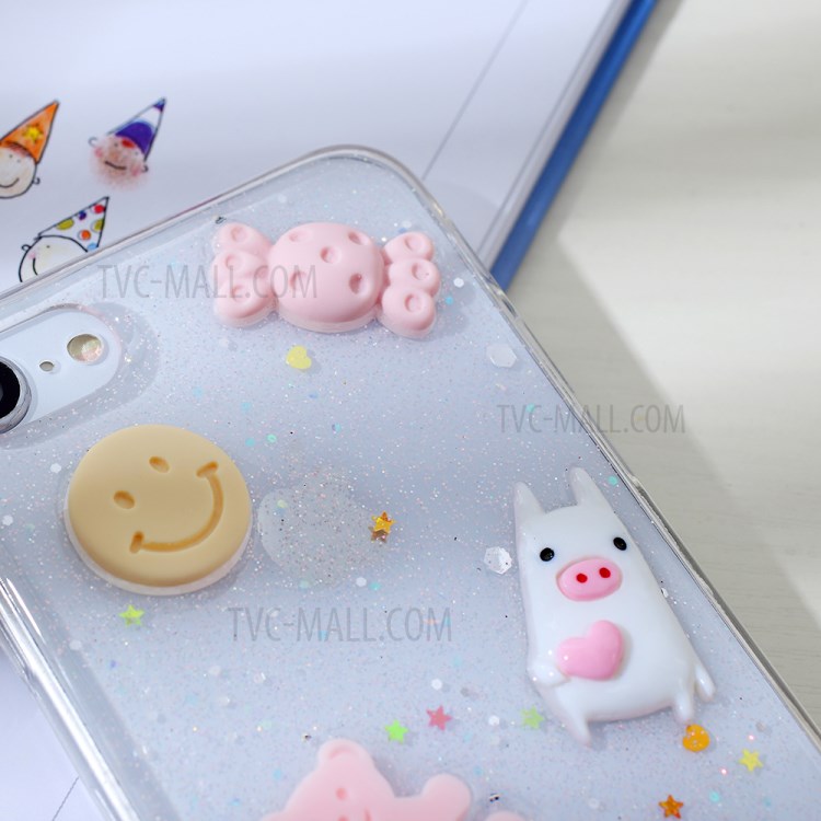 Clear 3D Decor Soft TPU Phone Cover Case for Apple iPhone 8/7/SE (2nd Generation) - Style A-3