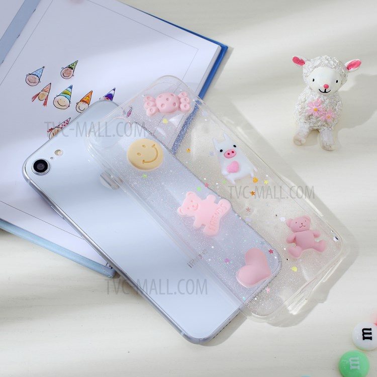 Clear 3D Decor Soft TPU Phone Cover Case for Apple iPhone 8/7/SE (2nd Generation) - Style A-6