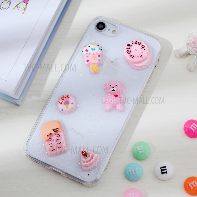 Clear 3D Decor Soft TPU Phone Cover Case for Apple iPhone 8/7/SE (2nd Generation) - Style B-1