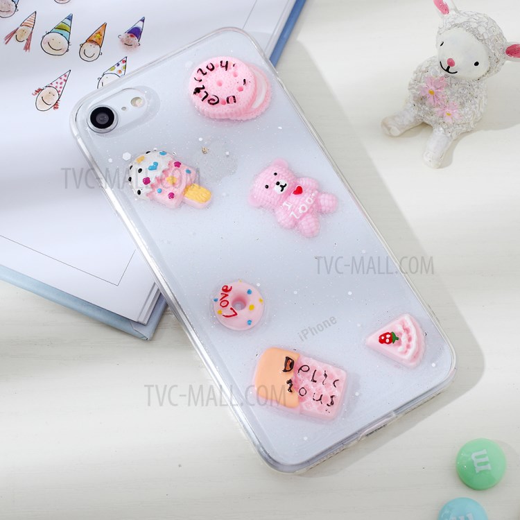 Clear 3D Decor Soft TPU Phone Cover Case for Apple iPhone 8/7/SE (2nd Generation) - Style B-2