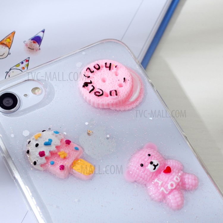 Clear 3D Decor Soft TPU Phone Cover Case for Apple iPhone 8/7/SE (2nd Generation) - Style B-3