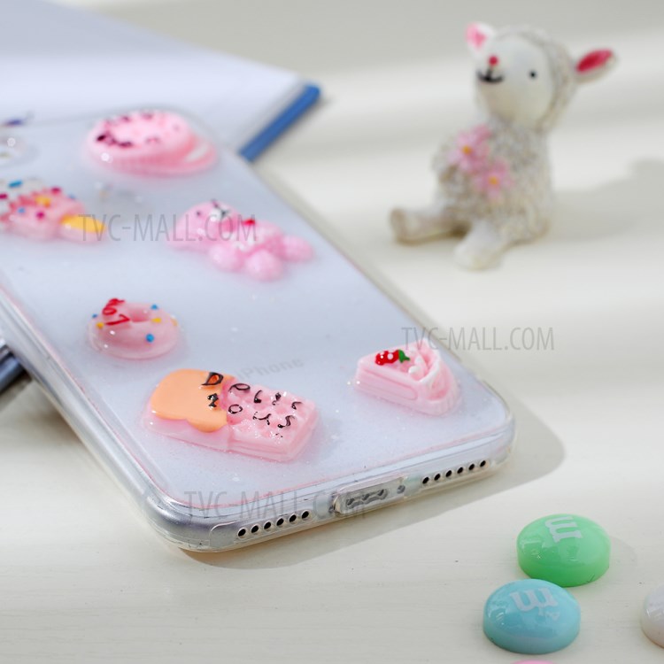 Clear 3D Decor Soft TPU Phone Cover Case for Apple iPhone 8/7/SE (2nd Generation) - Style B-4