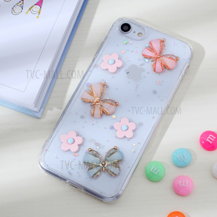 Clear 3D Decor Soft TPU Phone Cover Case for Apple iPhone 8/7/SE (2nd Generation) - Style C-1