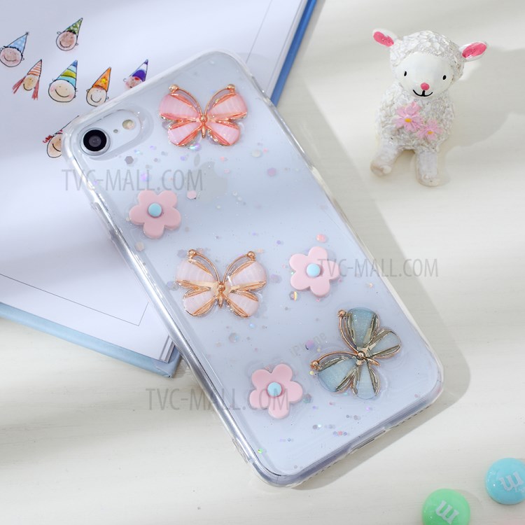 Clear 3D Decor Soft TPU Phone Cover Case for Apple iPhone 8/7/SE (2nd Generation) - Style C-2