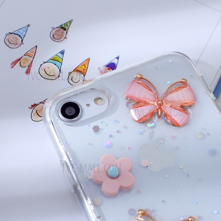 Clear 3D Decor Soft TPU Phone Cover Case for Apple iPhone 8/7/SE (2nd Generation) - Style C-3