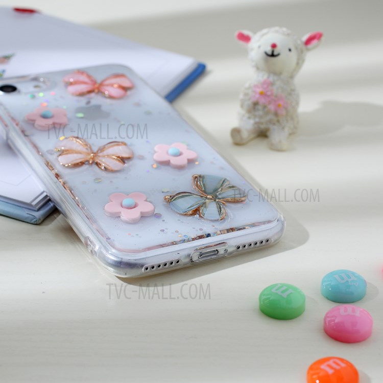 Clear 3D Decor Soft TPU Phone Cover Case for Apple iPhone 8/7/SE (2nd Generation) - Style C-4