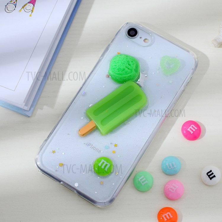 Clear 3D Decor Soft TPU Phone Cover Case for Apple iPhone 8/7/SE (2nd Generation) - Style E-1
