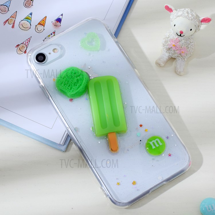 Clear 3D Decor Soft TPU Phone Cover Case for Apple iPhone 8/7/SE (2nd Generation) - Style E-2