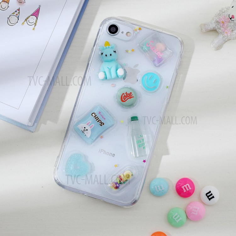 Clear 3D Decor Soft TPU Phone Cover Case for Apple iPhone 8/7/SE (2nd Generation) - Style F-1