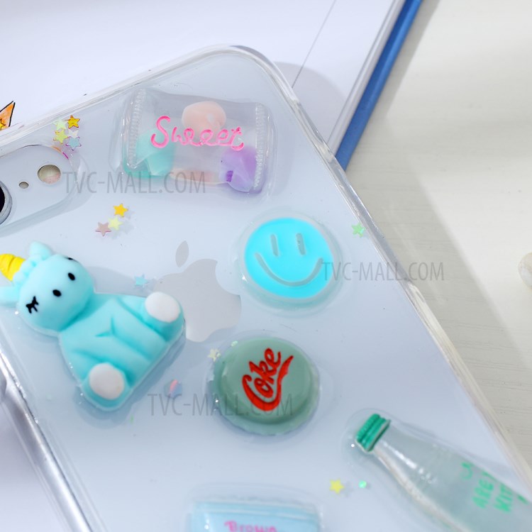 Clear 3D Decor Soft TPU Phone Cover Case for Apple iPhone 8/7/SE (2nd Generation) - Style F-2