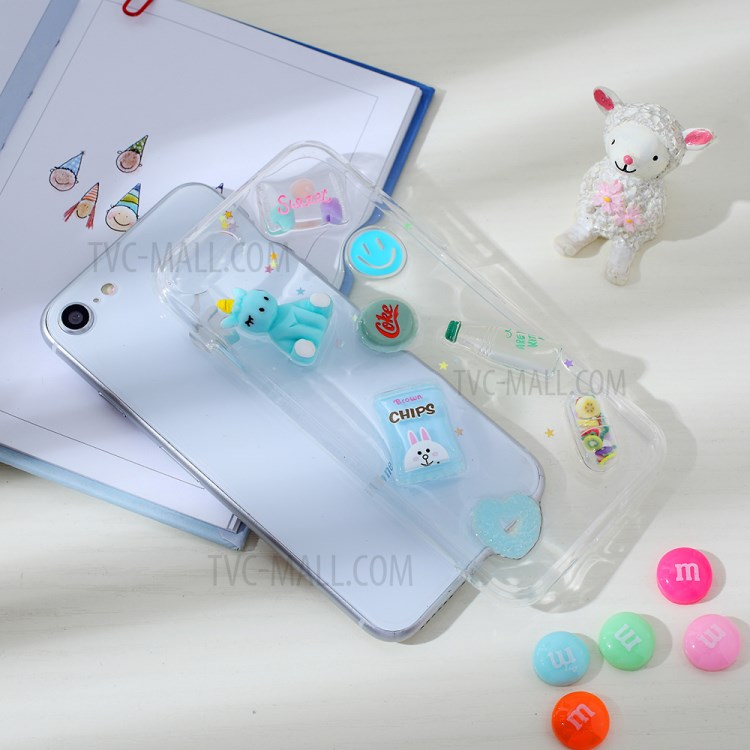 Clear 3D Decor Soft TPU Phone Cover Case for Apple iPhone 8/7/SE (2nd Generation) - Style F-4