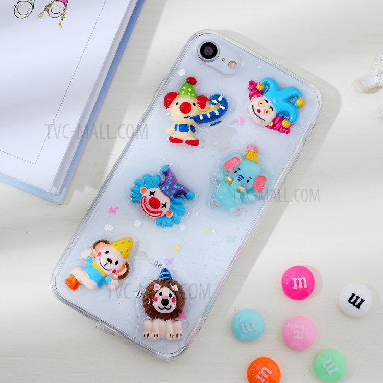 Clear 3D Decor Soft TPU Phone Cover Case for Apple iPhone 8/7/SE (2nd Generation) - Style G-1