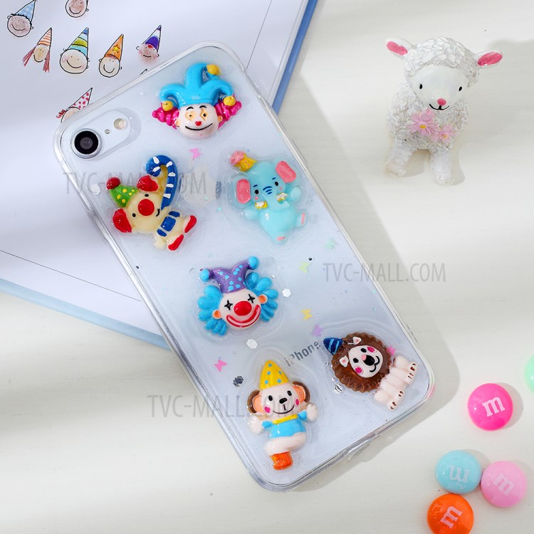 Clear 3D Decor Soft TPU Phone Cover Case for Apple iPhone 8/7/SE (2nd Generation) - Style G-2