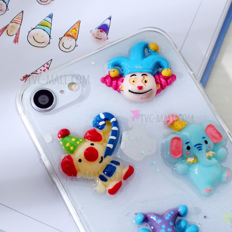Clear 3D Decor Soft TPU Phone Cover Case for Apple iPhone 8/7/SE (2nd Generation) - Style G-3