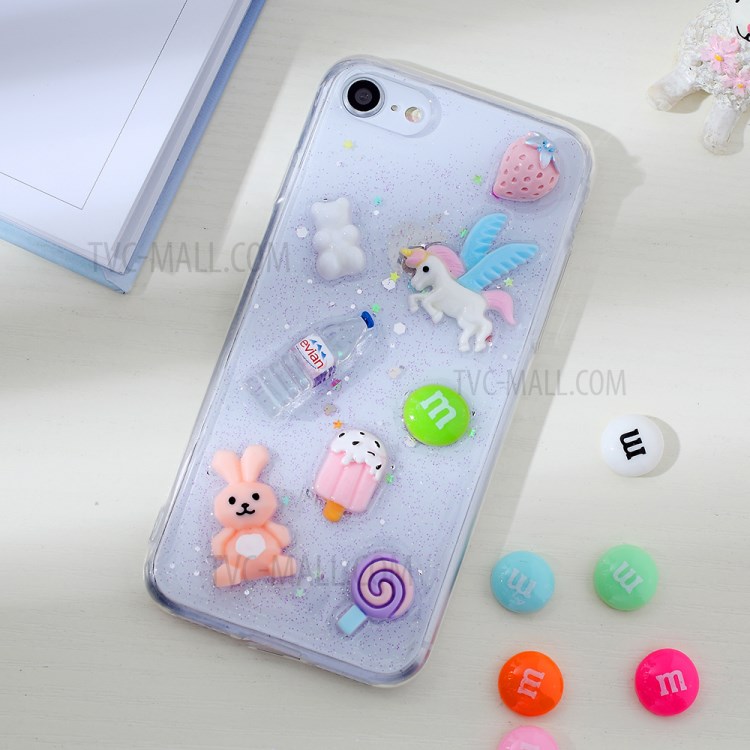 Clear 3D Decor Soft TPU Phone Cover Case for Apple iPhone 8/7/SE (2nd Generation) - Style I-1