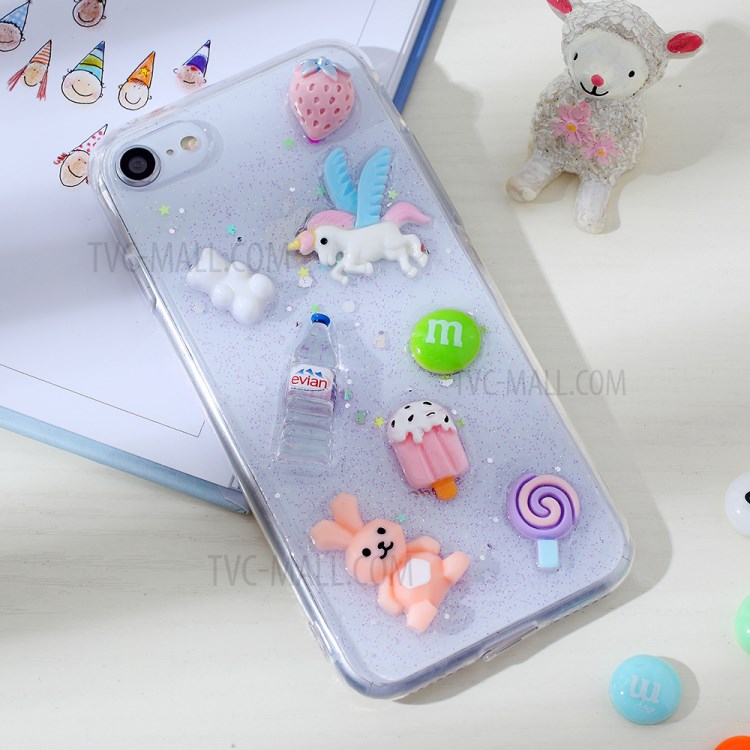 Clear 3D Decor Soft TPU Phone Cover Case for Apple iPhone 8/7/SE (2nd Generation) - Style I-2