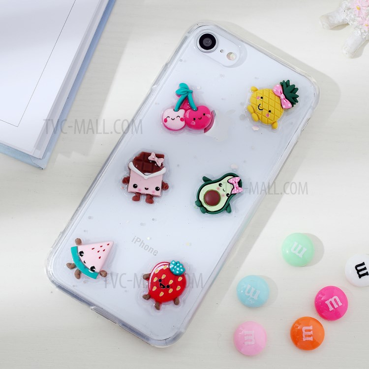 Clear 3D Decor Soft TPU Phone Cover Case for Apple iPhone 8/7/SE (2nd Generation) - Style J-1