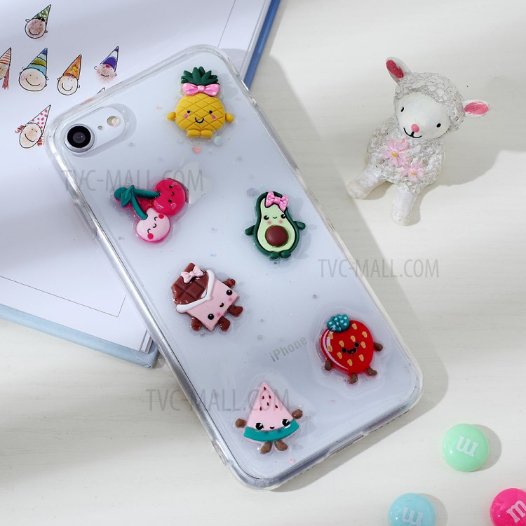 Clear 3D Decor Soft TPU Phone Cover Case for Apple iPhone 8/7/SE (2nd Generation) - Style J-2