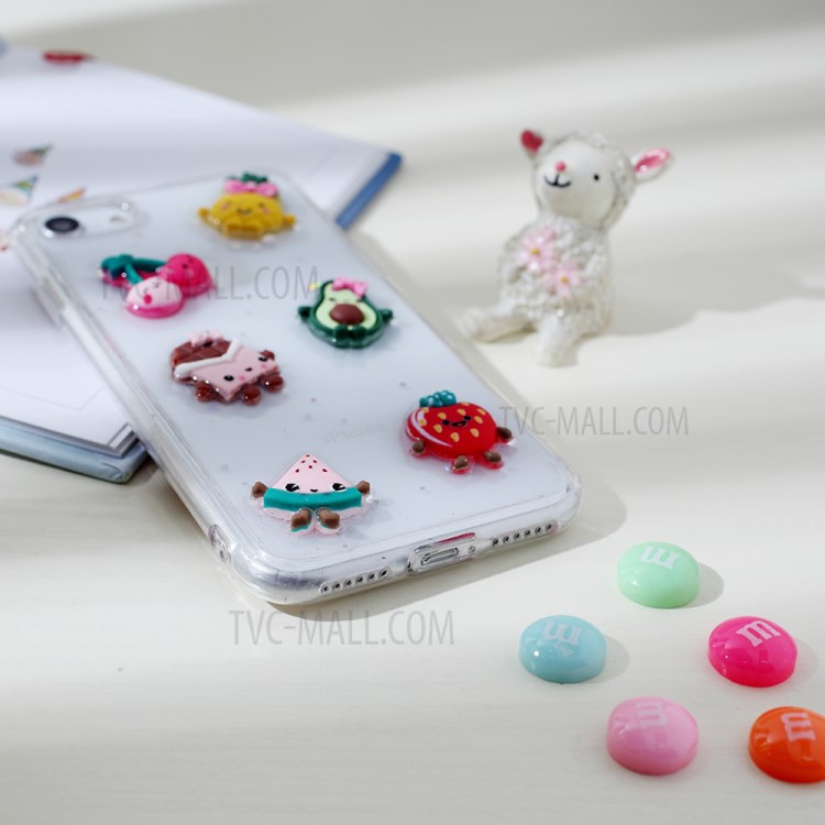 Clear 3D Decor Soft TPU Phone Cover Case for Apple iPhone 8/7/SE (2nd Generation) - Style J-4