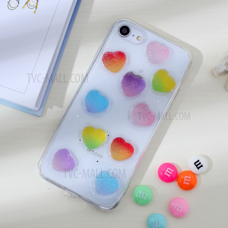 Clear 3D Decor Soft TPU Phone Cover Case for Apple iPhone 8/7/SE (2nd Generation) - Style L-1