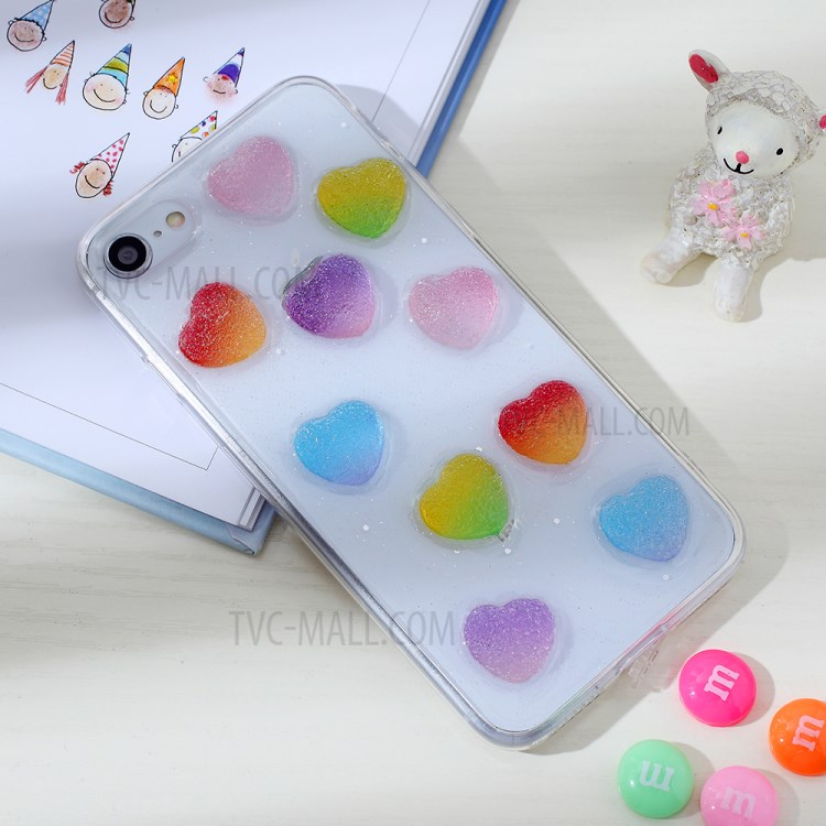 Clear 3D Decor Soft TPU Phone Cover Case for Apple iPhone 8/7/SE (2nd Generation) - Style L-2