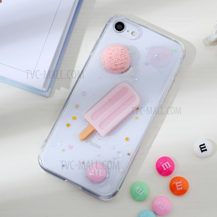 Clear 3D Decor Soft TPU Phone Cover Case for Apple iPhone 8/7/SE (2nd Generation) - Style M-1