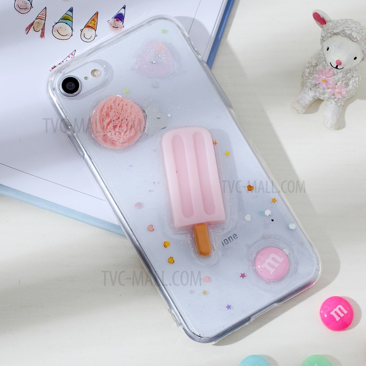 Clear 3D Decor Soft TPU Phone Cover Case for Apple iPhone 8/7/SE (2nd Generation) - Style M-2