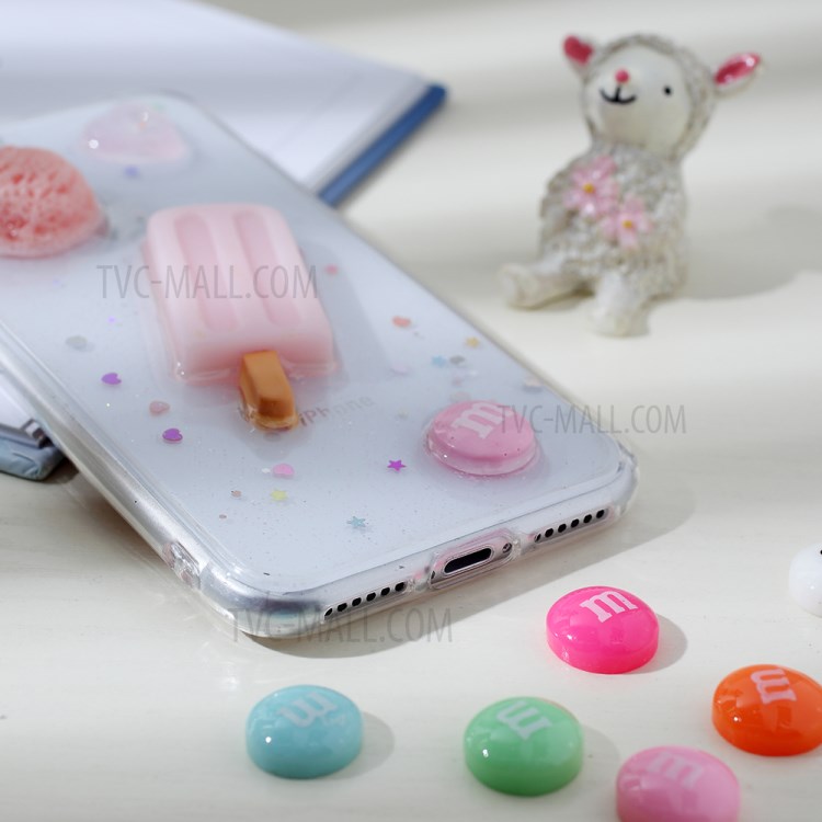 Clear 3D Decor Soft TPU Phone Cover Case for Apple iPhone 8/7/SE (2nd Generation) - Style M-4