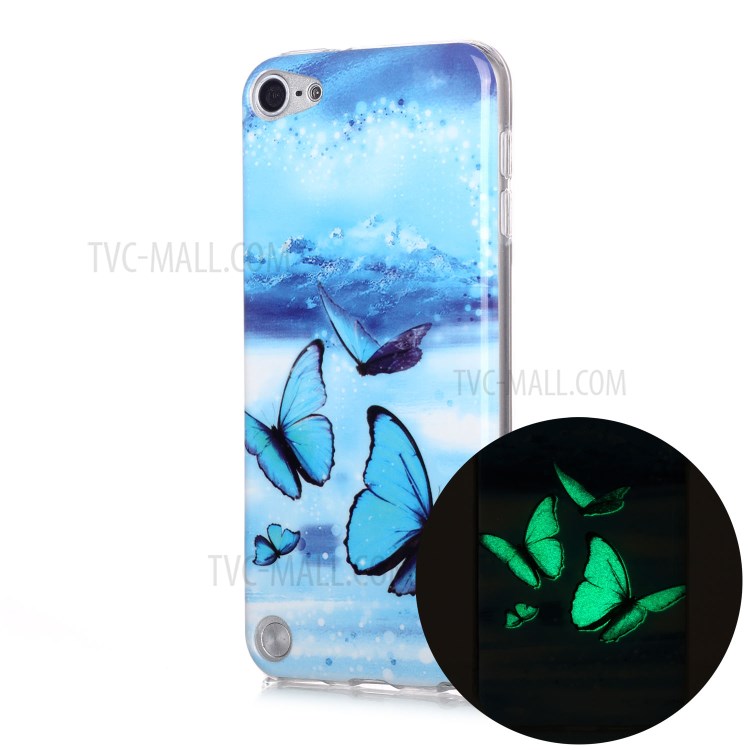 Noctilucent Patterned IMD TPU Shell Case for iPod Touch (2019)/6/5 - Blue Butterfly-1