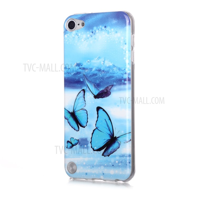 Noctilucent Patterned IMD TPU Shell Case for iPod Touch (2019)/6/5 - Blue Butterfly-2