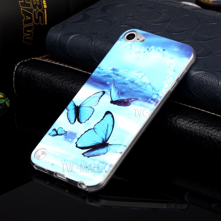 Noctilucent Patterned IMD TPU Shell Case for iPod Touch (2019)/6/5 - Blue Butterfly-4