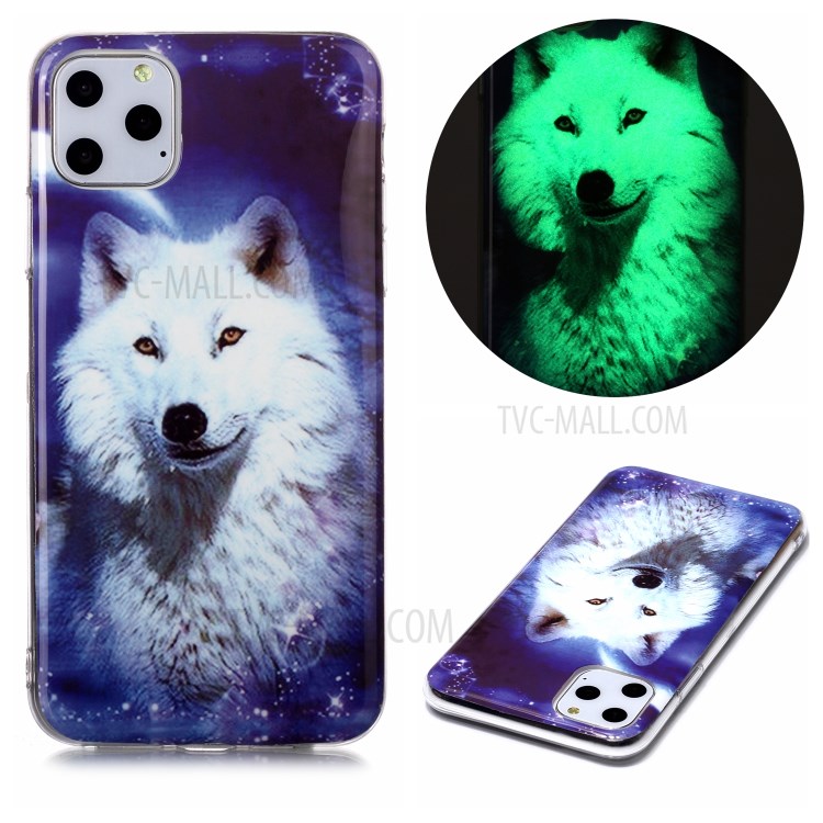 Noctilucent IMD TPU Back Shell for iPhone 11 Pro Max 6.5 inch - White Wolf-1