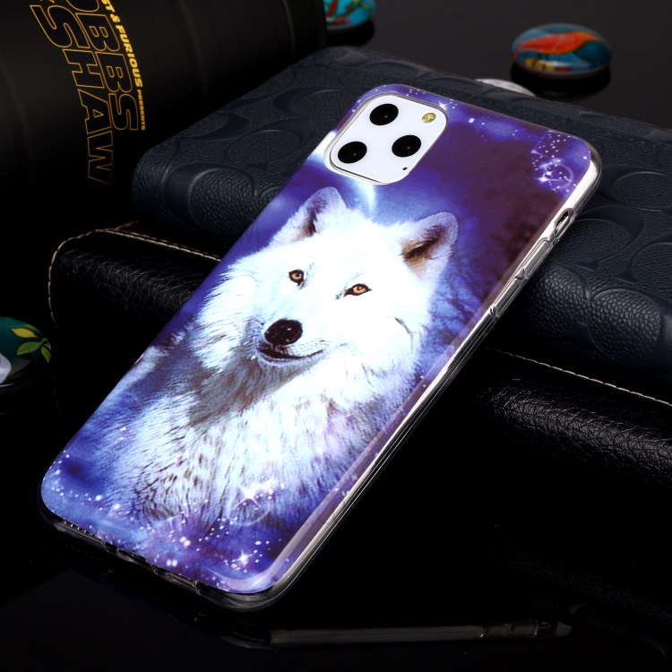 Noctilucent IMD TPU Back Shell for iPhone 11 Pro Max 6.5 inch - White Wolf-4