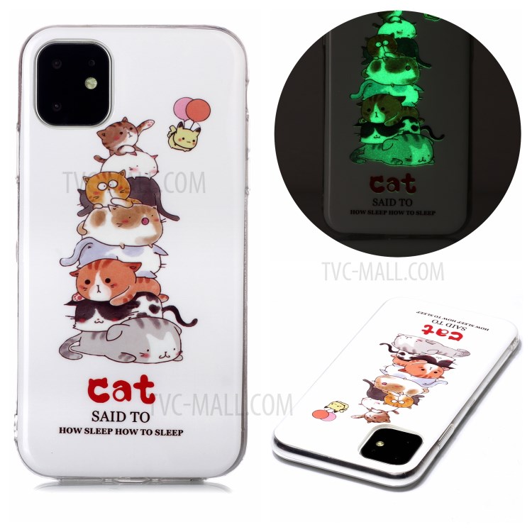 Noctilucent Patterned IMD TPU Back Case for iPhone 11 6.1 inch - Cats-1