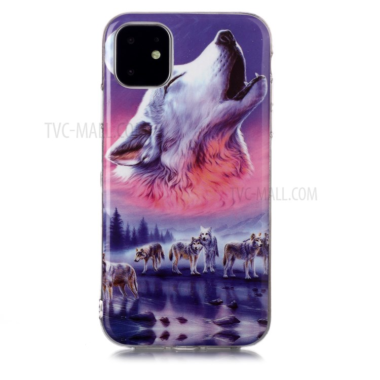Noctilucent Patterned IMD TPU Back Case for iPhone 11 6.1 inch - Howling Wolf-2
