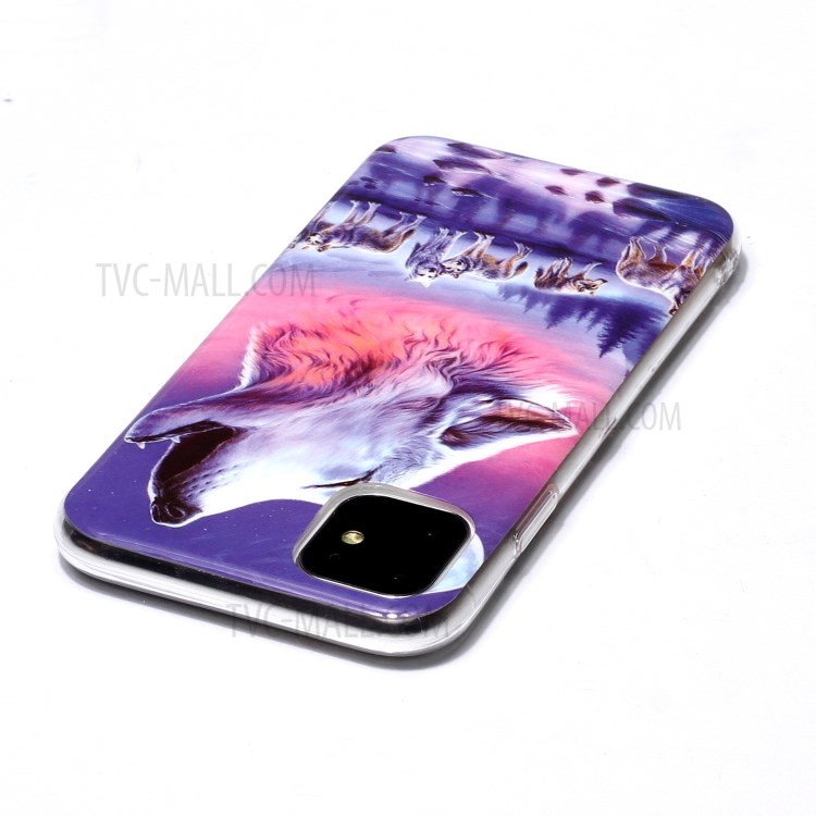 Noctilucent Patterned IMD TPU Back Case for iPhone 11 6.1 inch - Howling Wolf-3