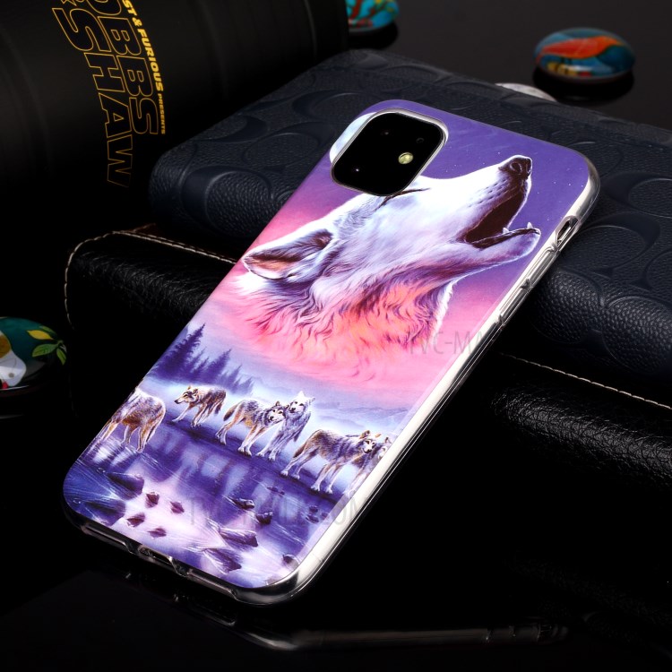 Noctilucent Patterned IMD TPU Back Case for iPhone 11 6.1 inch - Howling Wolf-4