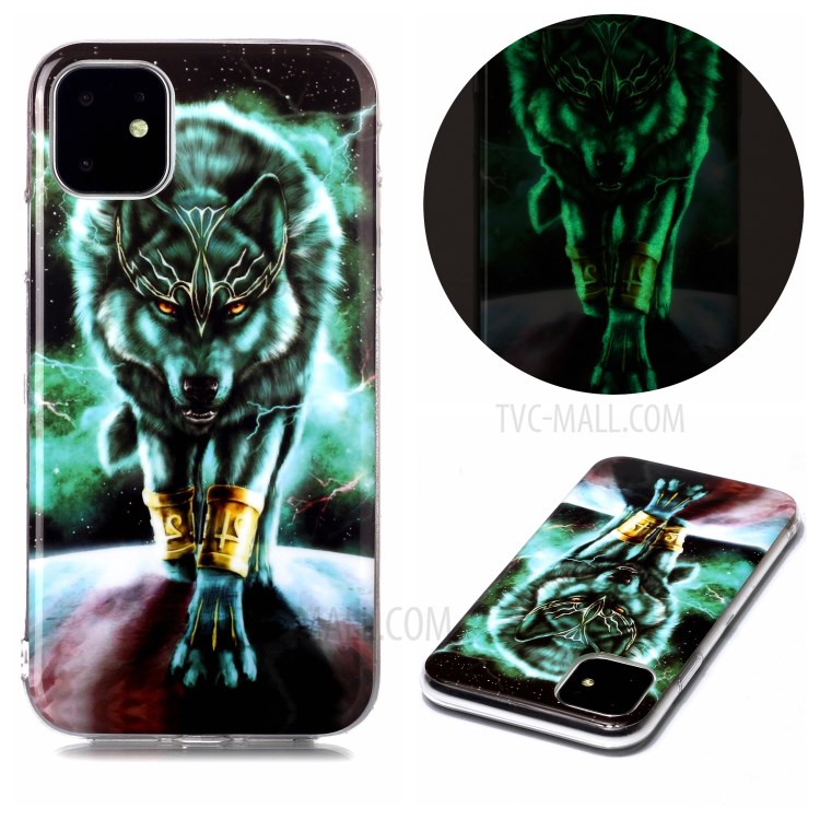 Noctilucent Patterned IMD TPU Back Case for iPhone 11 6.1 inch - Wolf-1