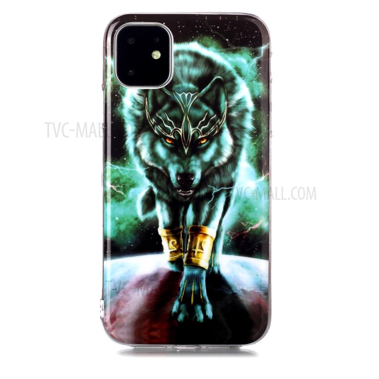 Noctilucent Patterned IMD TPU Back Case for iPhone 11 6.1 inch - Wolf-2