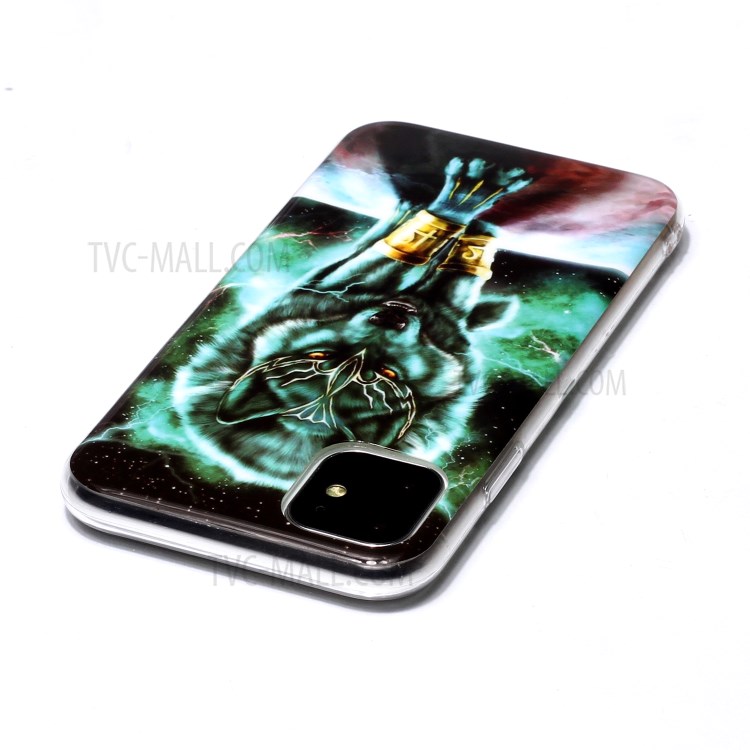 Noctilucent Patterned IMD TPU Back Case for iPhone 11 6.1 inch - Wolf-3