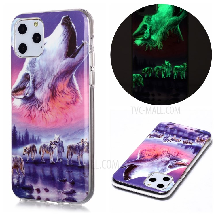 Noctilucent IMD TPU Phone Shell for iPhone 11 Pro 5.8 inch - Wolf Howling-1