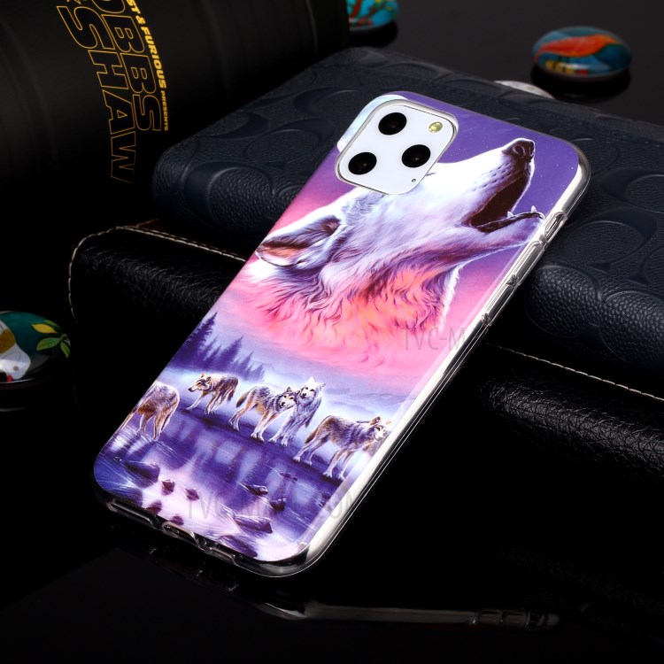 Noctilucent IMD TPU Phone Shell for iPhone 11 Pro 5.8 inch - Wolf Howling-4