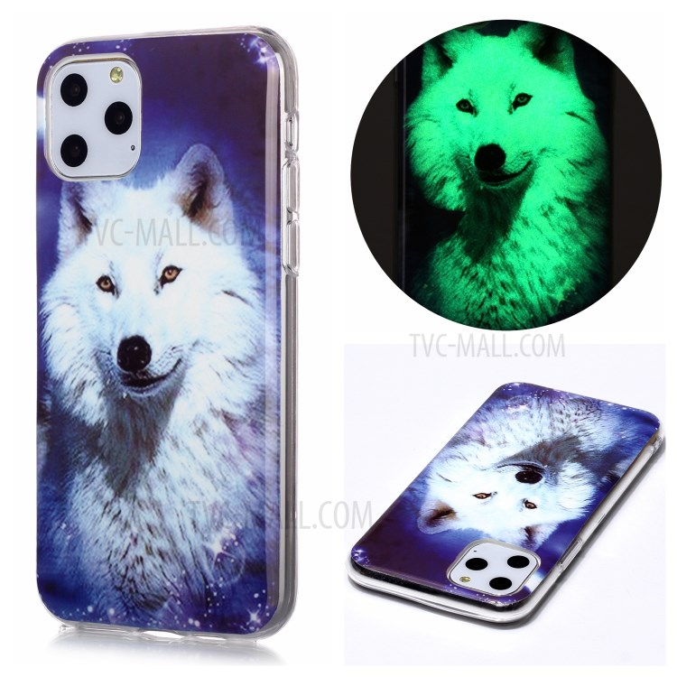 Noctilucent IMD TPU Phone Shell for iPhone 11 Pro 5.8 inch - White Wolf-1