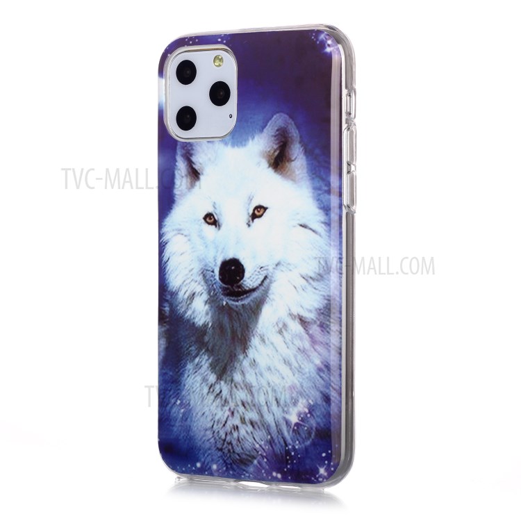 Noctilucent IMD TPU Phone Shell for iPhone 11 Pro 5.8 inch - White Wolf-2
