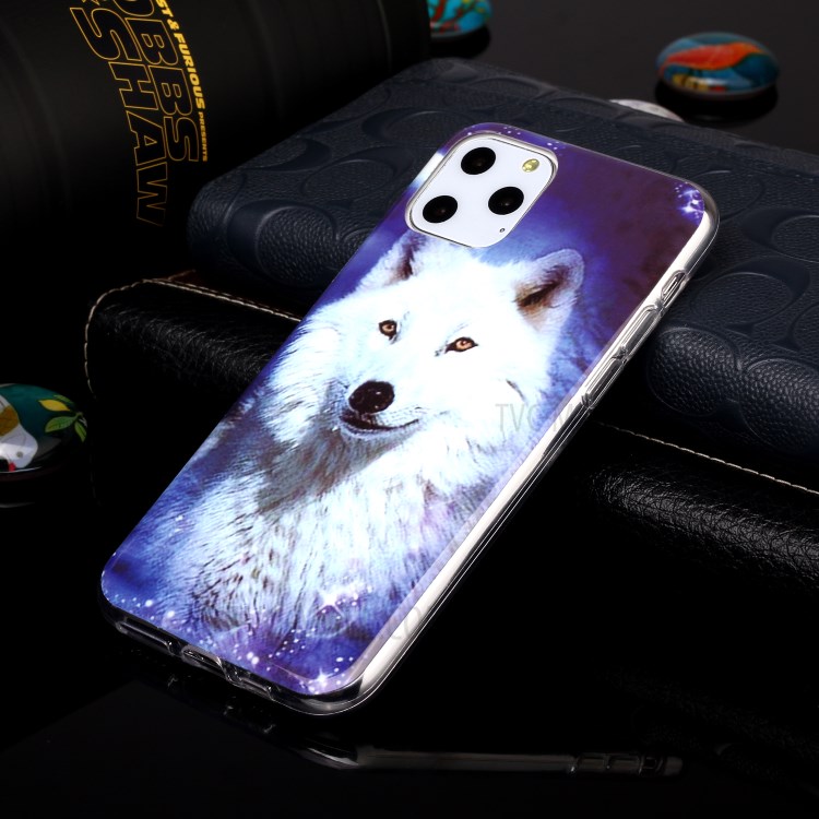 Noctilucent IMD TPU Phone Shell for iPhone 11 Pro 5.8 inch - White Wolf-4