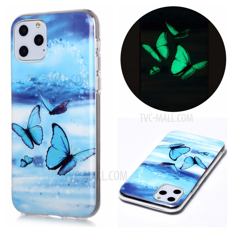 Noctilucent IMD TPU Phone Shell for iPhone 11 Pro 5.8 inch - Blue Butterflies-1